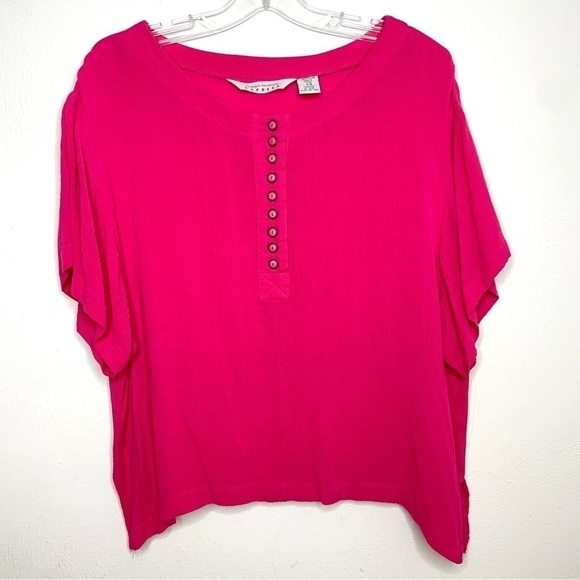 Vintage 80s 90s magenta pink oversized boxy relaxed fit short sleeve blouse top - Picture 12 of 16